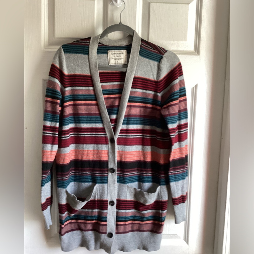 Abercrombie and Fitch size Large striped cardigan